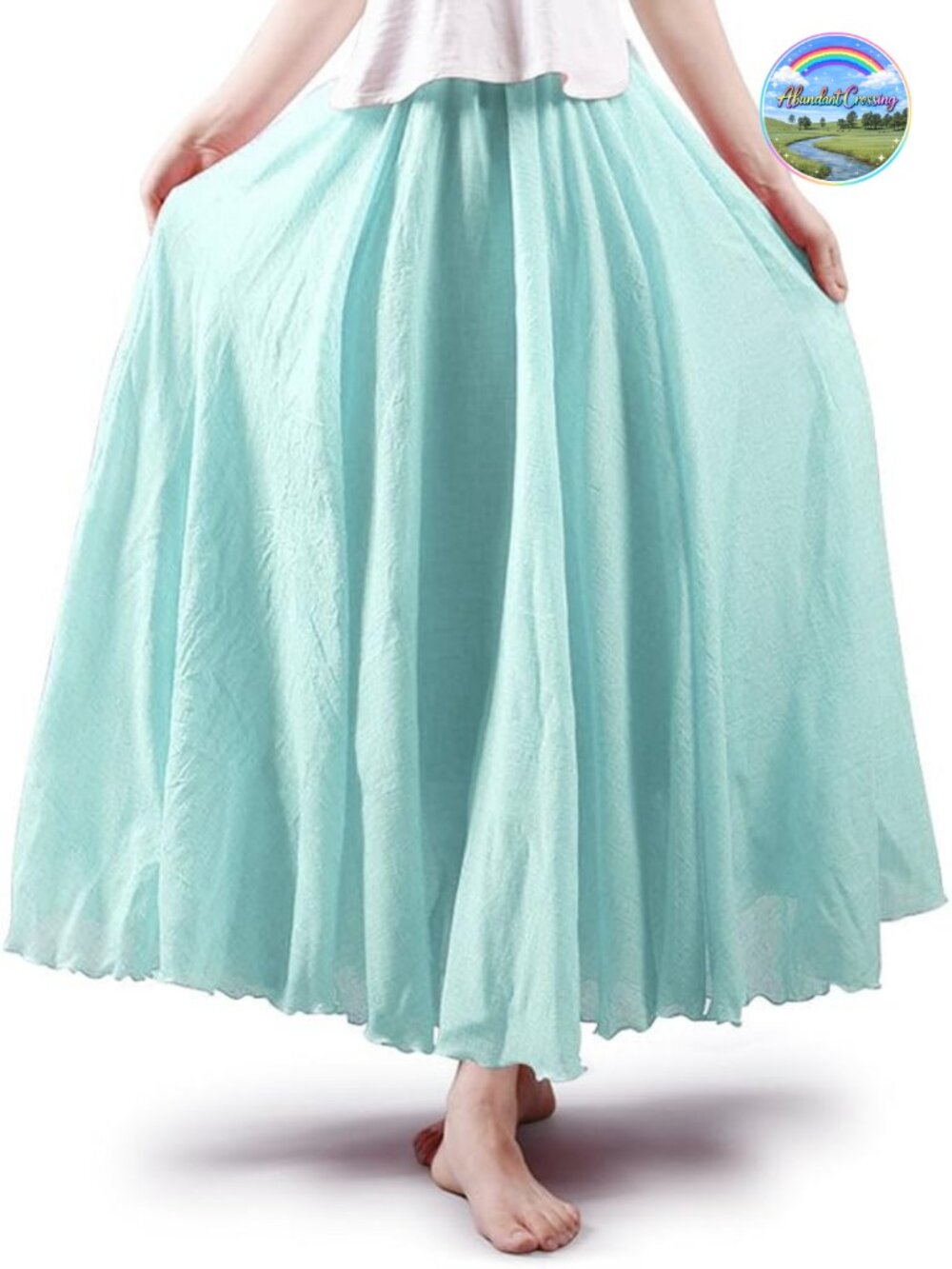 Bohemian Elastic Waist A-Line Long Maxi Cotton Linen Skirt